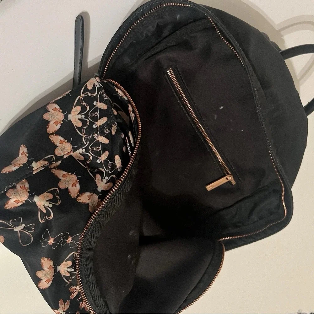 Ted Baker Black Backpack with Peach Floral Print